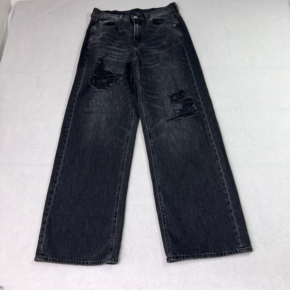 American Eagle AE Jeans Womens Size 4 Black Mid Rise Skater Jeans Baggy 90s